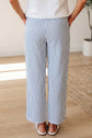 Stripe Drawstring Elastic Waist Wide Leg Pants