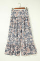 Abstract Leopard Ruffle Tiered Wide Leg Pants