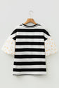 Stripe Floral Patchwork Puff Sleeve Blouse