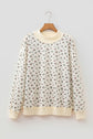 Floral Ribbed High Neck Exposed Hem Baggy Sweatshirt