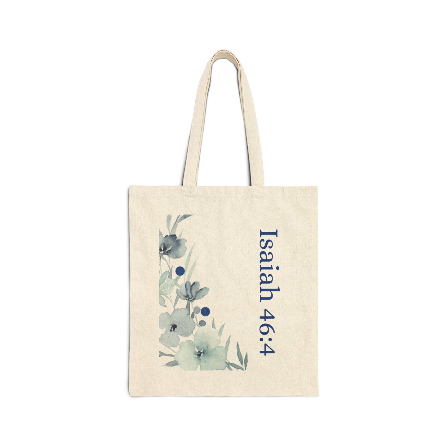Isaiah 46:4 Floral Canvas Tote — Christian Scripture Reusable Grocery Bag