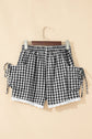 Gingham Lace Trim Pouch Pocket Shorts