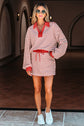Stripe Collared V-Neck Pullover and Skort Set