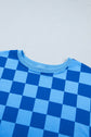 Checker Long Sleeve Crop Top & Shorts Set