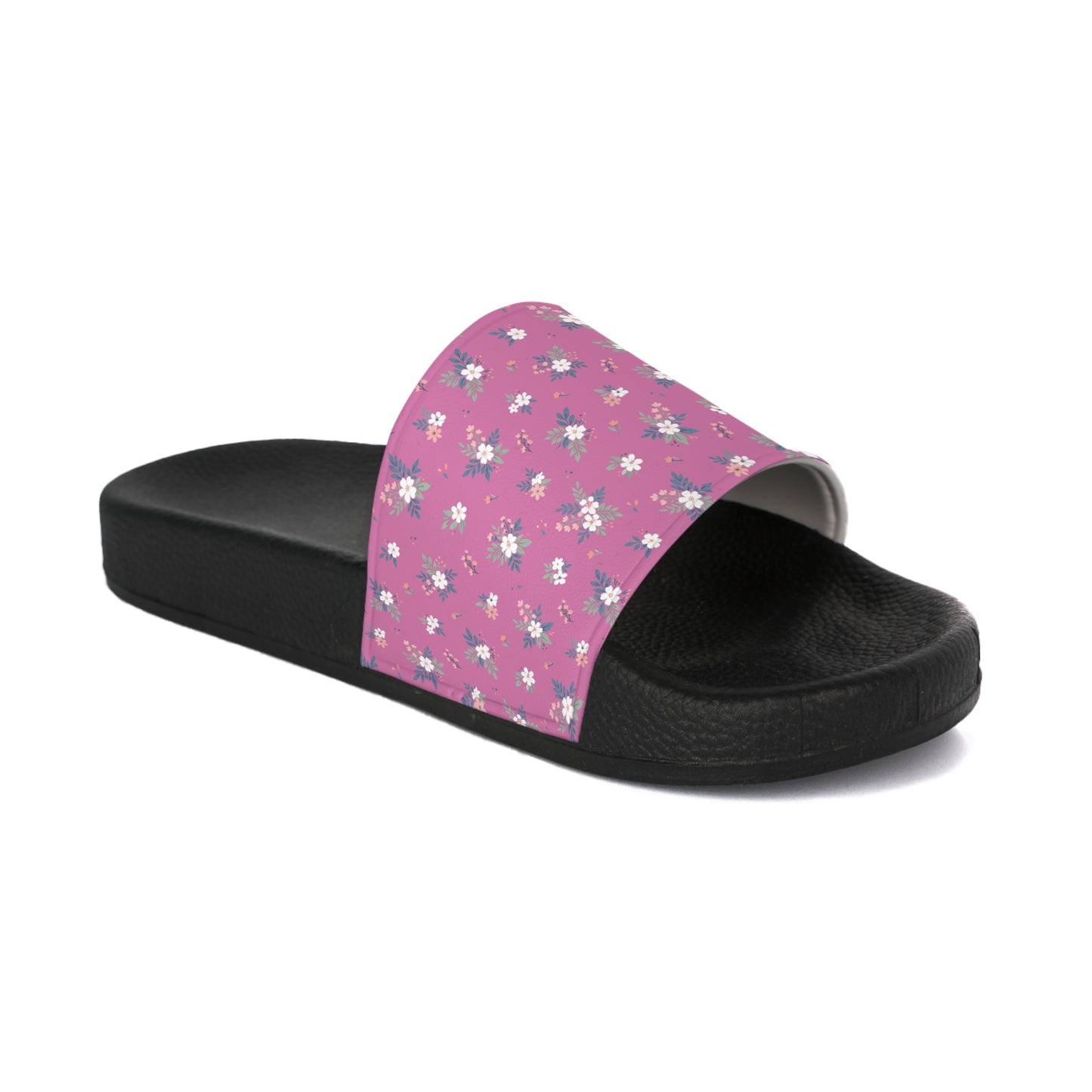 Pink Daisy Slide Sandals — Floral Women's Summer Slides