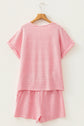 Stripe Textured Knit Top & Short Set