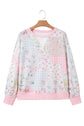 Floral Patchwork Corded Knit Long Sleeve Top