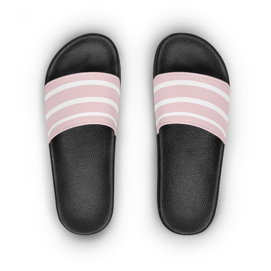 Pink Striped Slide Sandals — Women's Casual Pool & Beach Slides