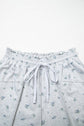 Floral Drawstring High Waist Seamed Barrel Pants