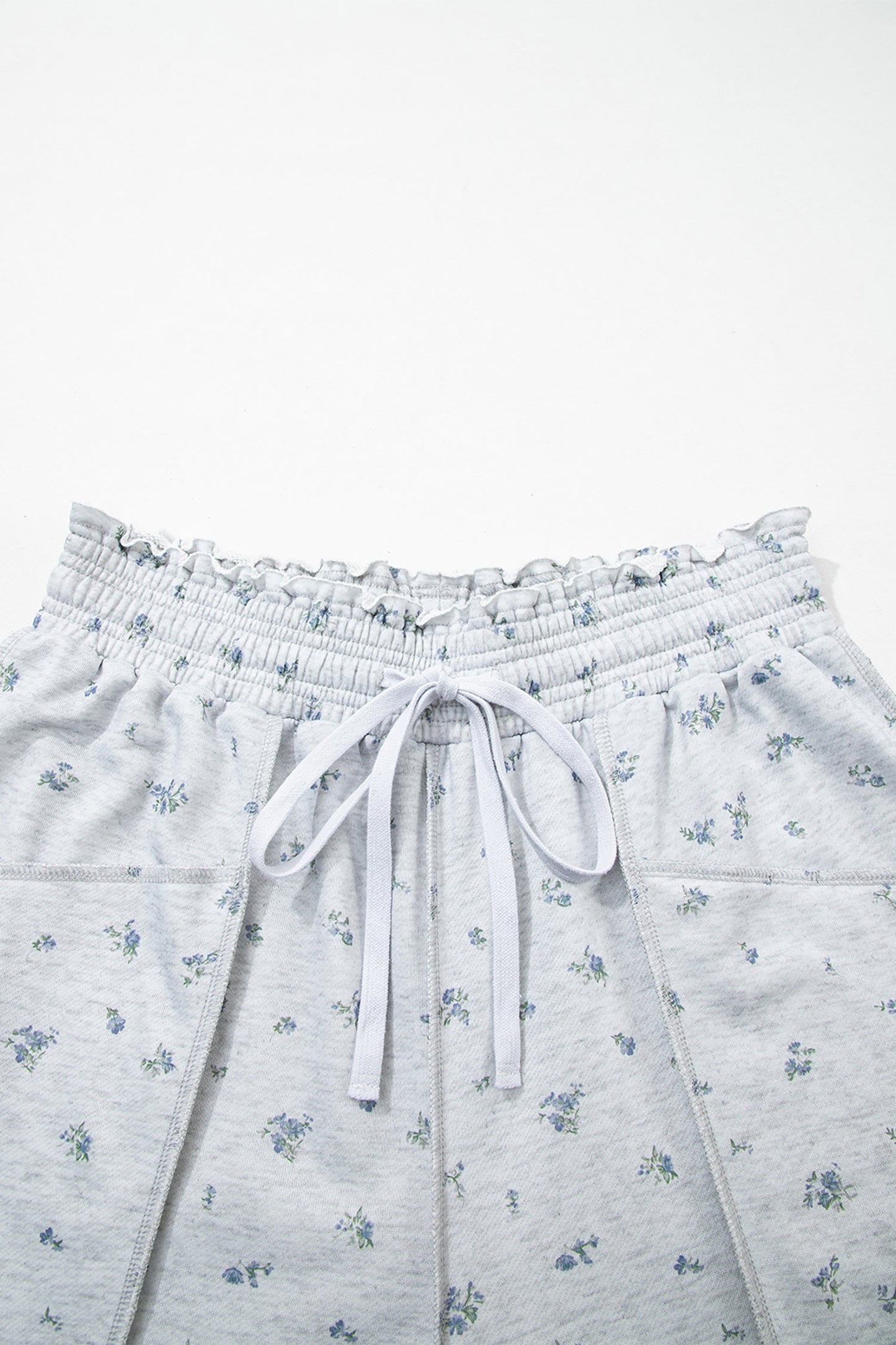 Floral Drawstring High Waist Seamed Barrel Pants