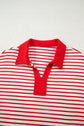 Stripe Collared V-Neck Pullover and Skort Set