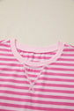 Stripe Cap Sleeve Tee & Elastic Waist Shorts Set