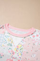 Floral Patchwork Corded Knit Long Sleeve Top