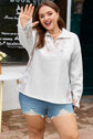 Plus Size Camo Patchwork Zipped Collar Pullover Sweatshirt