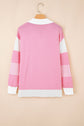 Stripe Colorblock Collared Drop Shoulder Sweater