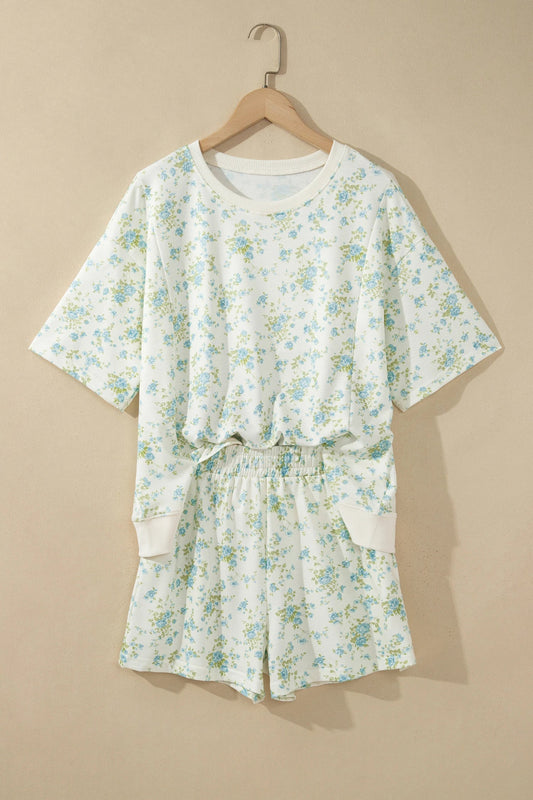 Grandmillenial Floral Short Sleeve & Elastic Waist Short Sets