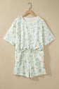 Floral Short Sleeve & Elastic Waist Short Sets