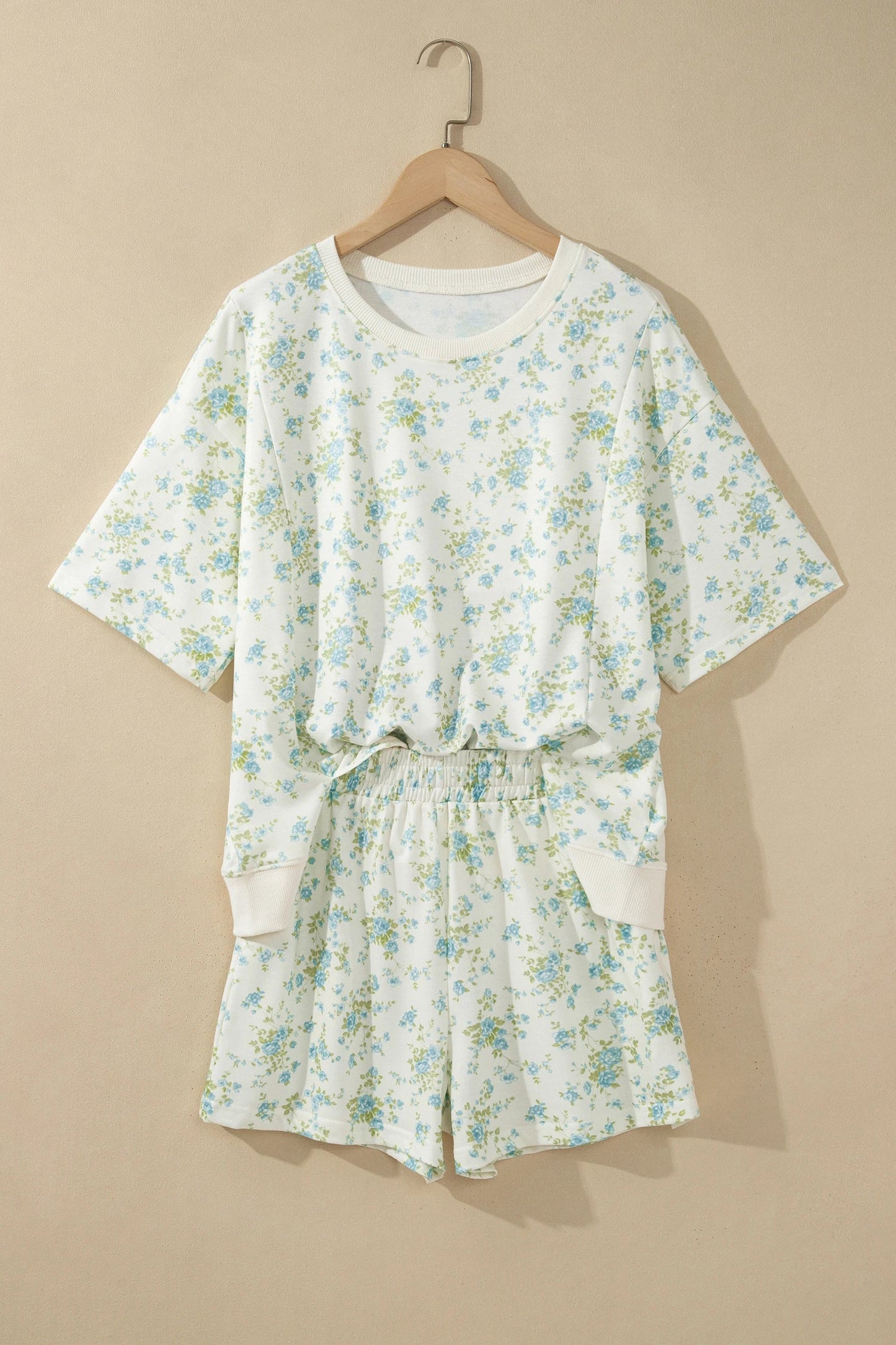Floral Short Sleeve & Elastic Waist Short Sets