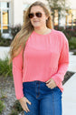 Myosotis Plus Size Ribbed Textured Long Sleeve T Shirt
