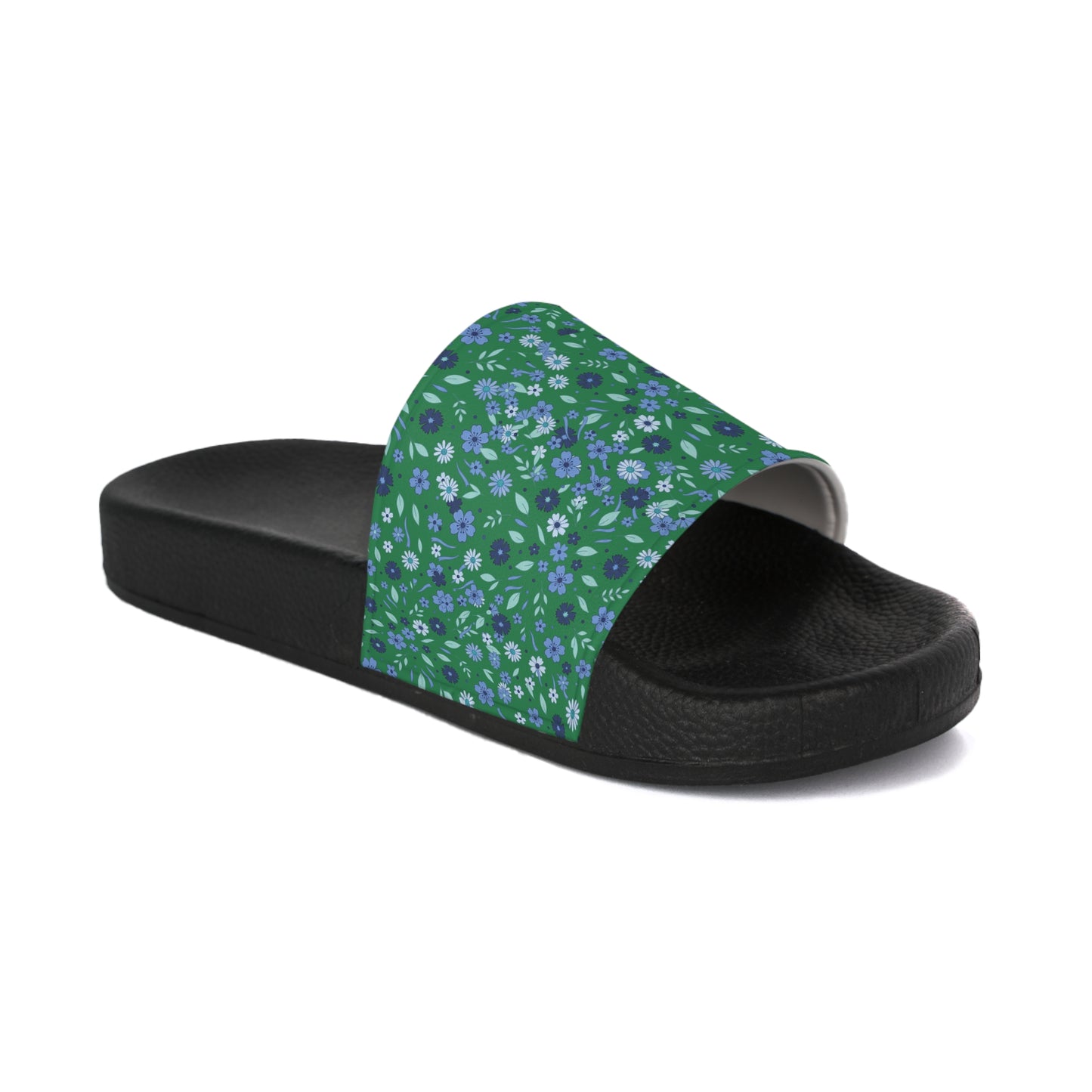 Floral Green Slide Sandals — Women's Casual Summer Slides