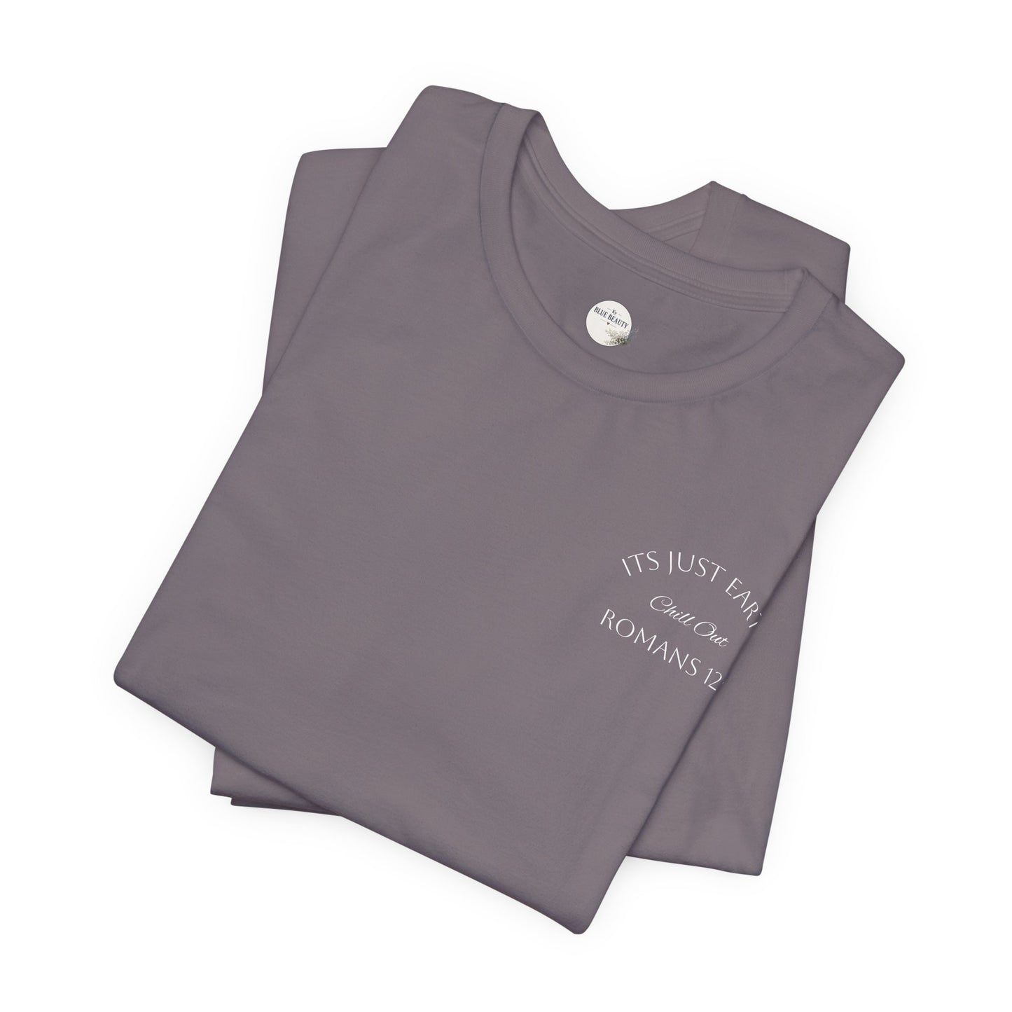 Columbia Blue- It’s Just Earth, Chill Out, Romans 12:2  Jersey Short Sleeve Tee
