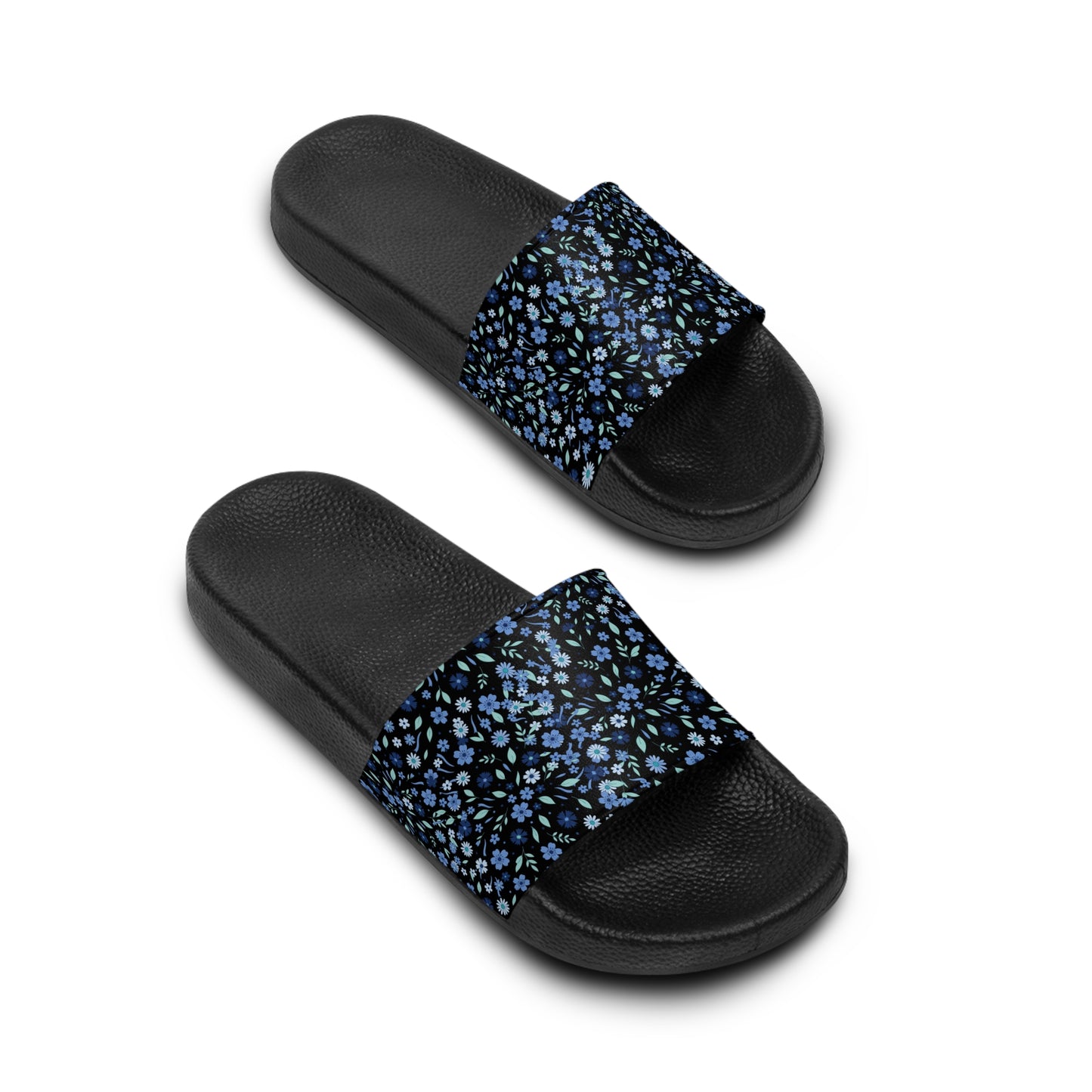 Floral Blue Ditsy Slide Sandals — Women's Casual Pool & Beach Slides