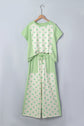 Polka Dot Patchwork Top & Wide Leg Pants Set