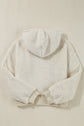 White Contrast Ribbed Edge Plush Hoodie