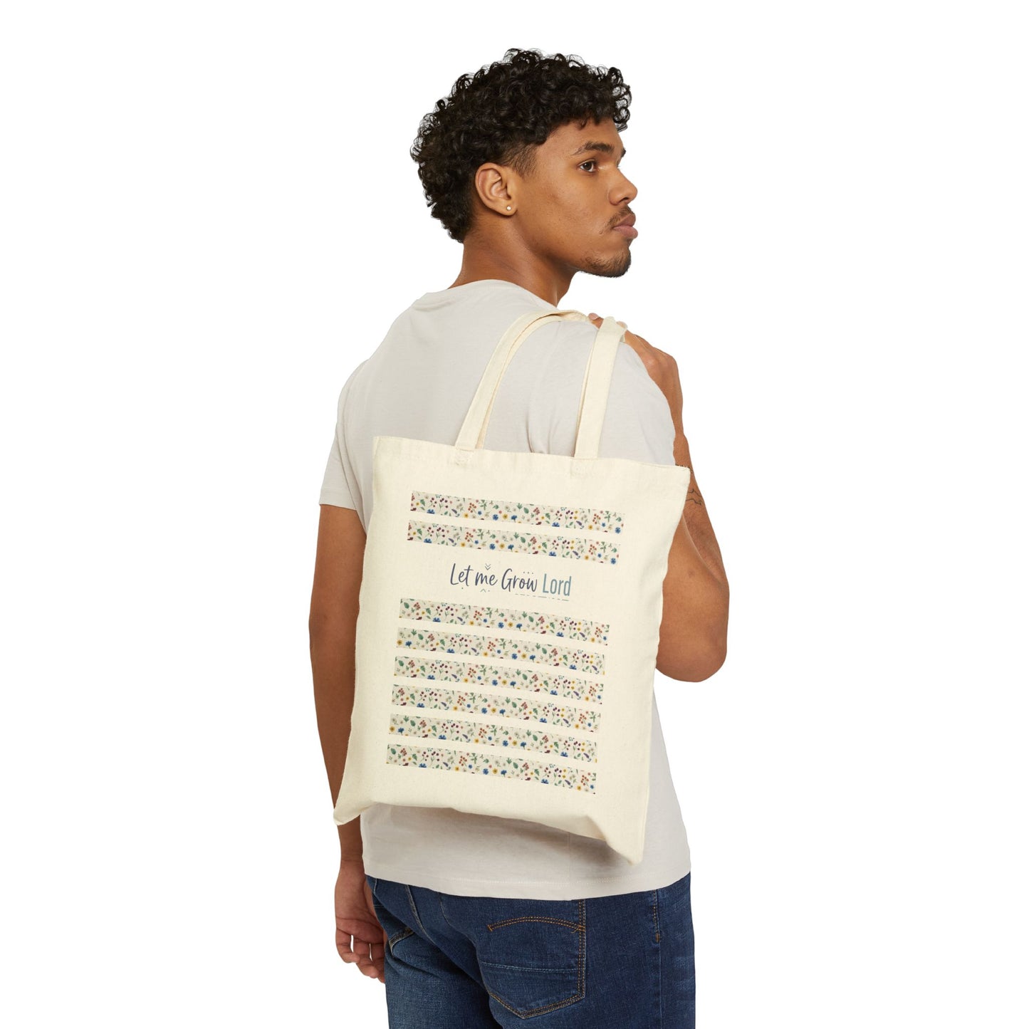 Let me Grow Lord, Canvas Tote Bag, Floral, Faith Simple