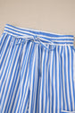 Stripe Drawstring Elastic Waist Wide Leg Pants