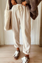 Solid Corduroy Drawstring Elastic Waist Pants