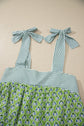 Floral Stripe Tie Strap Babydoll Tank Top