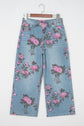 Sky Blue Garden Floral Print Bootcut Jeans
