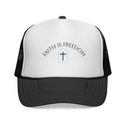 Faith Is Freedom Trucker Cap — Christian Cross Mesh Hat