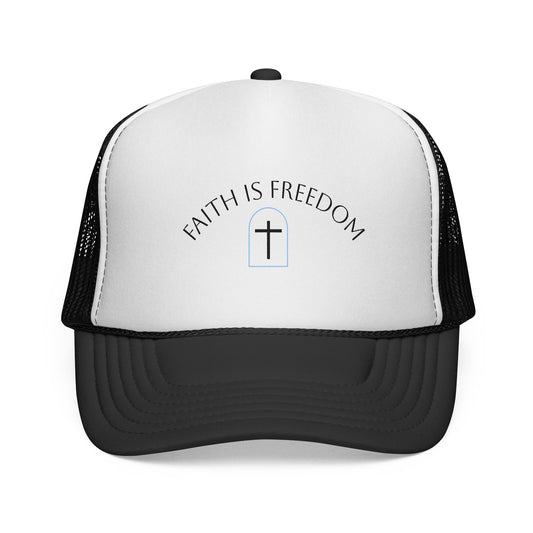 Faith Is Freedom Trucker Cap — Christian Cross Mesh Hat
