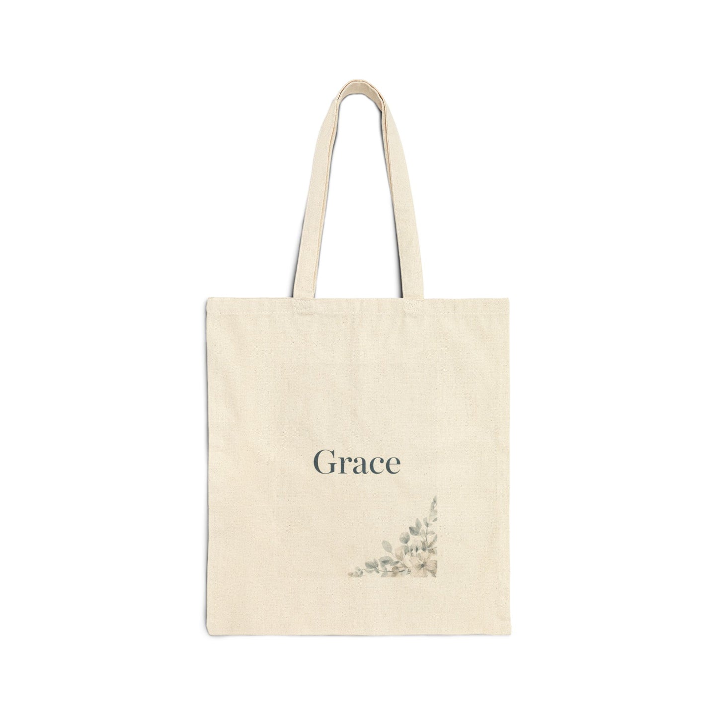 Grace Floral Canvas Tote — Cotton Grocery & Everyday Shopper, Minimalist