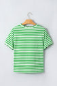 Stripe Scallop Trim Round Neck T-Shirt