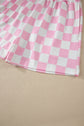 Checker Colorblock Mock Neck Top & Short Set