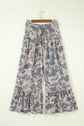 Abstract Leopard Ruffle Tiered Wide Leg Pants