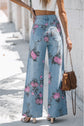 Sky Blue Garden Floral Print Bootcut Jeans