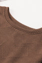 Textured Long Sleeve Top and Drawstring Shorts Set