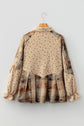 Floral Waffle Knit Plaid Patchwork Ruffle Shacket