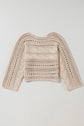 Smoke Gray Hollow-out Cable Knit Cropped Sweater