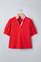 Stripe Frilled Collar Short Sleeve Blouse
