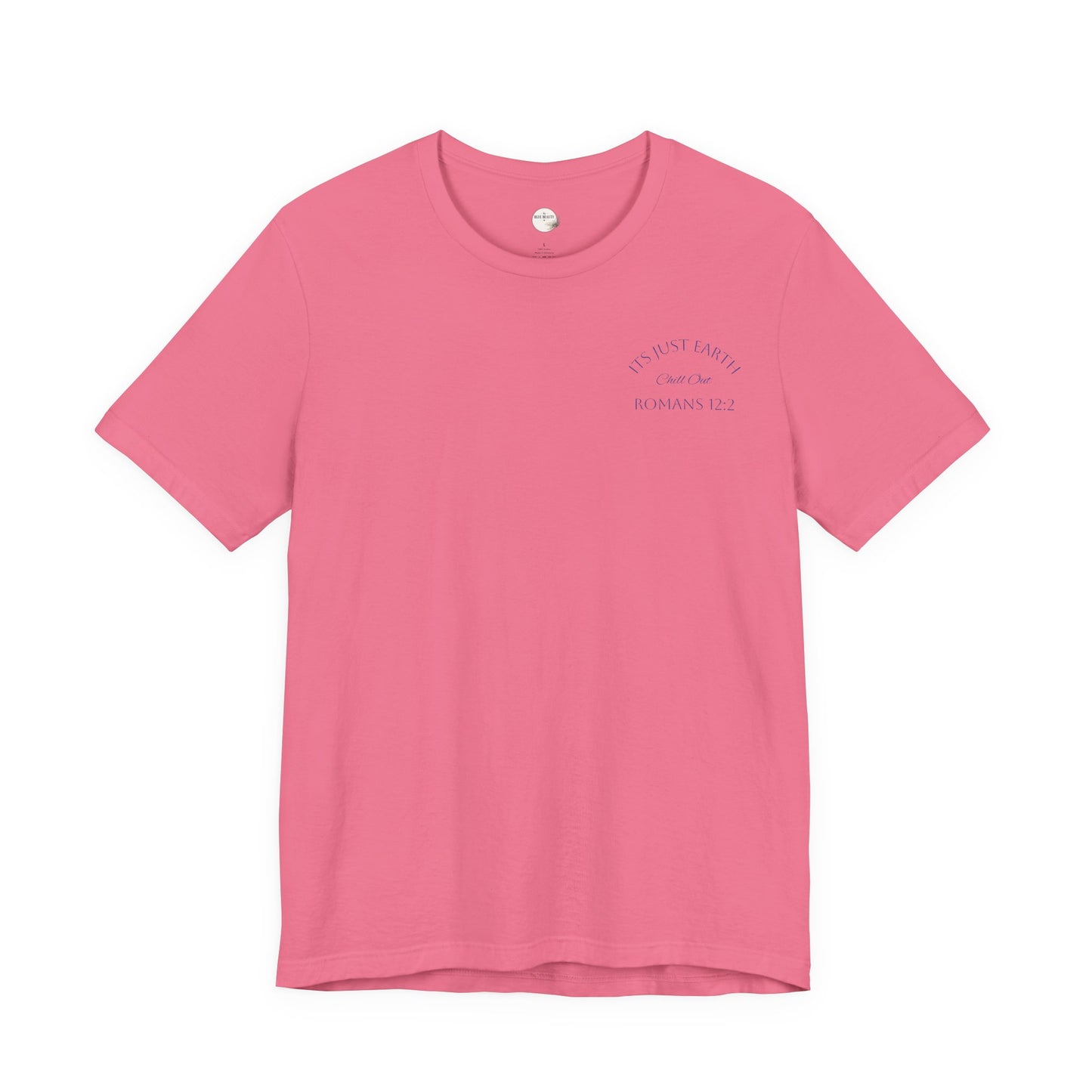 Columbia Blue- It’s Just Earth, Chill Out, Romans 12:2  Jersey Short Sleeve Tee
