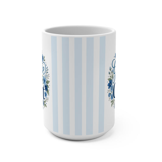 Grace & Grit, Striped, Blue Farm, Mug 15oz
