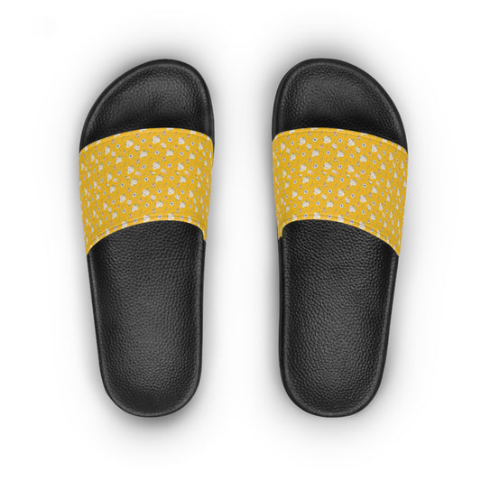 Yellow Daisy Slide Sandals — Floral Women's Summer Slides