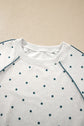 Polka Dot Piping Trim 3/4 Raglan Sleeve Top