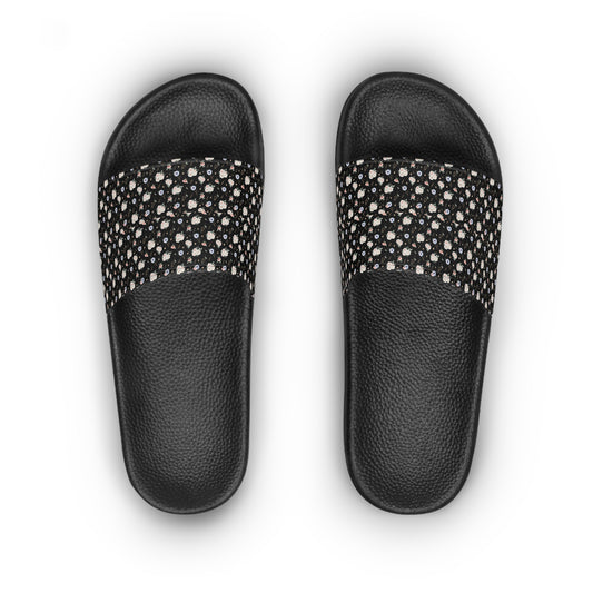 Ditsy Floral Black Slide Sandals — Women's Casual Pool & Beach Slides