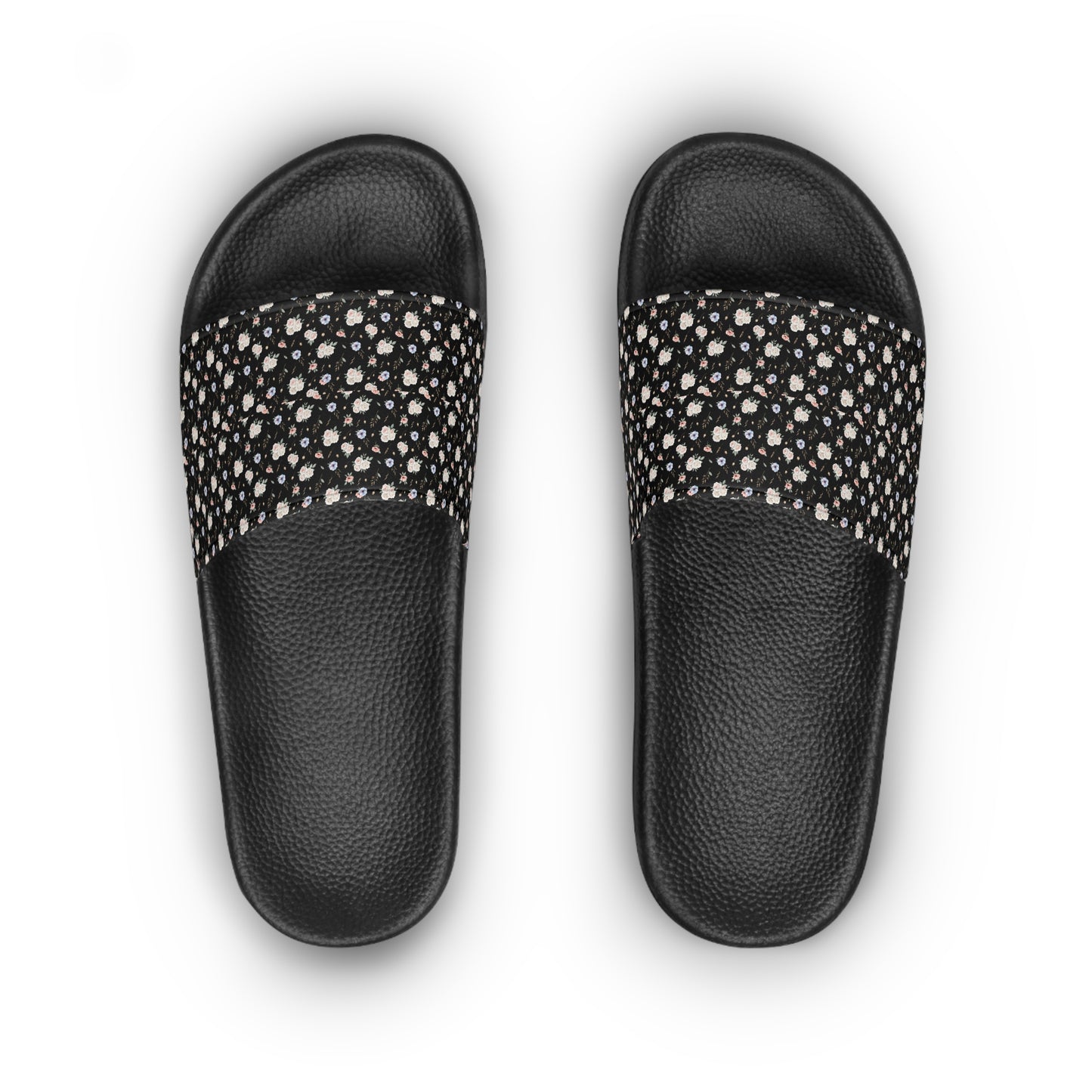 Ditsy Floral Black Slide Sandals — Women's Casual Pool & Beach Slides